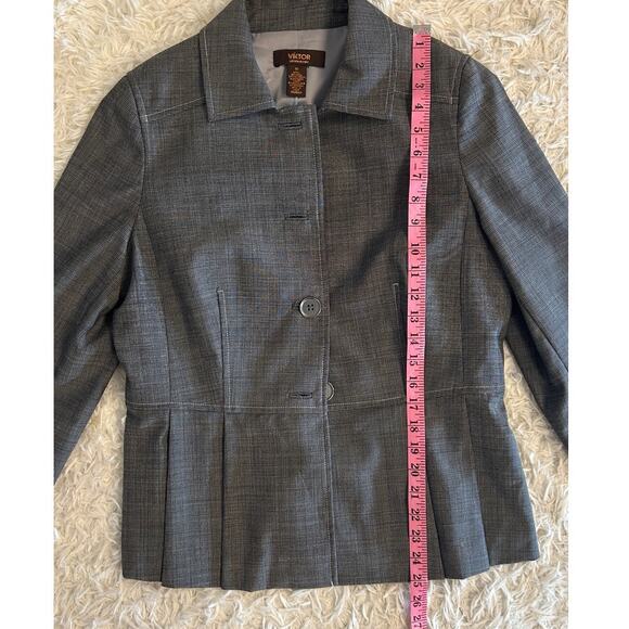 Victor Alfaro Women's Size 10 Button Up Peplum Gray Blazer Jacket #0380 - Picture 8 of 10